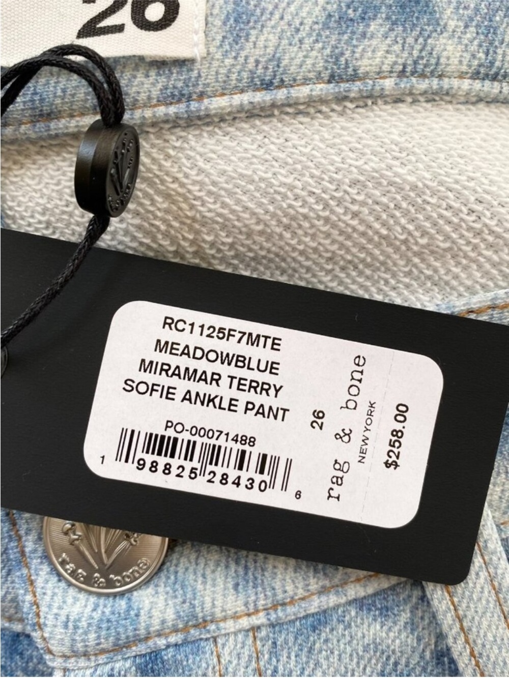 NWT Rag & Bone Miramar Sofie Wide-Leg Pants Sweatpant Jeans 26 Light Blue - Picture 5 of 15